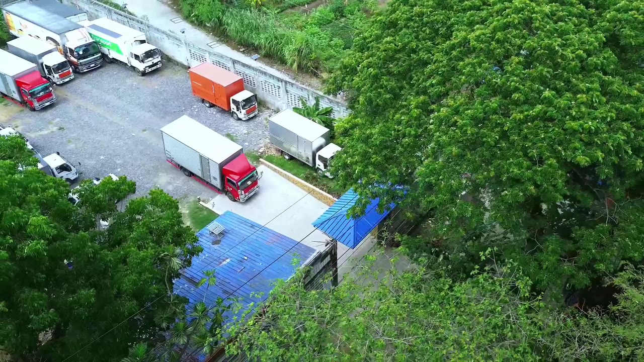 Drone view of the Megatransport truck yard